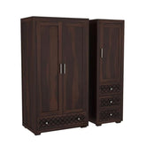 ONIJA  Wooden 3 Door Wardrobe for Clothes with 6 Drawer 8 Shelf Storage & Hanging Space - Sheesham Wood Almirah for Bedroom
